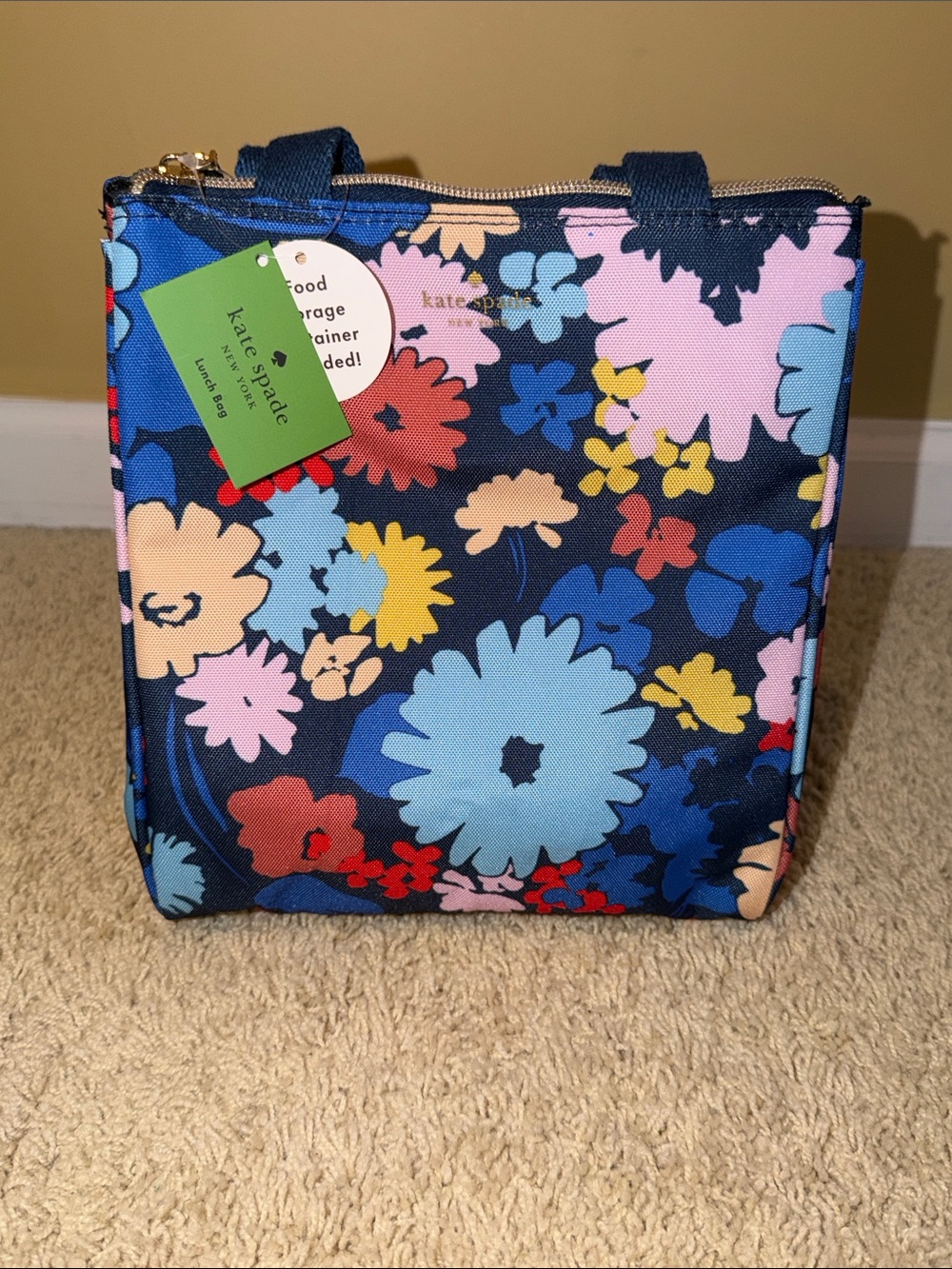 kate spade Navy Multicolor Floral Lunch Bag